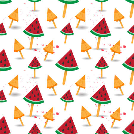 Vector Seamless Pattern of Watermelon and Pineapplesのイラスト素材