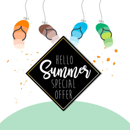 Summer Special Offer Design with Sandals on white backgroundのイラスト素材