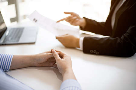 The HR department is reviewing the resume of a job applicant, before entering a job interview with the manager must prepare all required documents for the job application. Job application ideas.の写真素材
