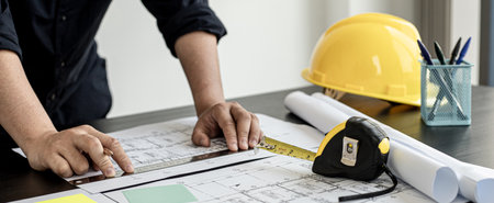 Home design architects are editing the drafts of the house plans, a project that was commissioned by clients and designed according to the requirements prior to delivery. Interior design ideas.の写真素材