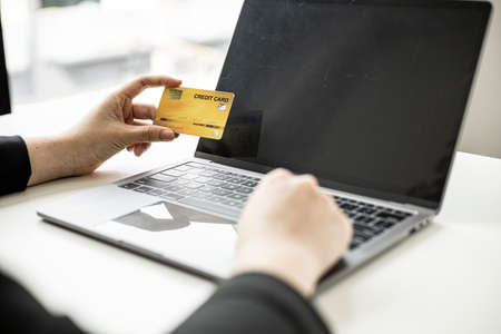 The concept of using credit card to pay for goods or services on online websites, online shopping by...