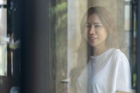 Beautiful Asian woman is a businesswoman who leads a new generation of startups, a woman who runs...