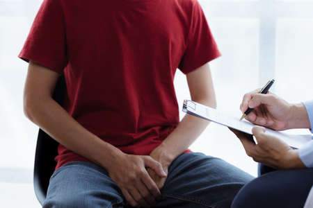 Doctors are giving advice on treatment to patients in hospital examination rooms, treating diseases...