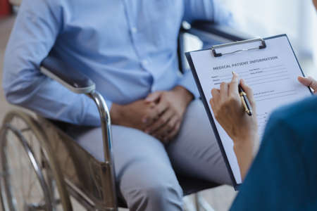 Doctors are giving advice on treatment to patients in hospital examination rooms, treating diseases...