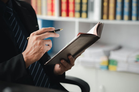 Lawyer concepts to testify to clients and to provide counseling in cases, to provide legal relief, to maintain law and fairness, to proceed with transparency, to attorneys to defend cases in court.の写真素材