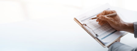 Business men are looking at the company's financial documents to analyze problems and find solutions...