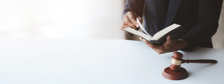 Lawyer concepts to testify to clients and to provide counseling in cases, to provide legal relief, to maintain law and fairness, to proceed with transparency, to attorneys to defend cases in court.の写真素材