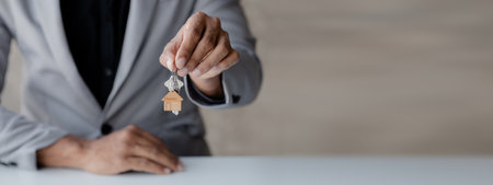 House sales representatives, sales representatives recommend housing details in the project to...