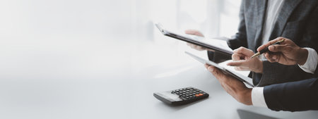 Groups of people joining in discussions, business meetings, startup company sales team meetings, brainstorming and summary of company performance. Business strategy management concept.の写真素材