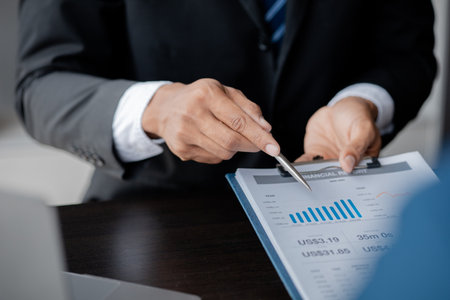 Groups of people joining in discussions, business meetings, startup company sales team meetings, brainstorming and summary of company performance. Business strategy management concept.の写真素材