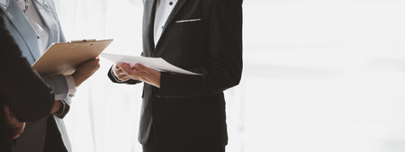 Groups of people joining in discussions, business meetings, startup company sales team meetings, brainstorming and summary of company performance. Business strategy management concept.の写真素材