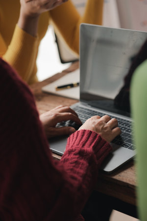 Group businessman attended a meeting with executives of startup companies, startup company sales team meetings, brainstorming and summary of company performance. Business strategy management concept.の写真素材