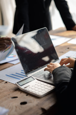 Businessman attending a meeting with company executives, startup company sales team meetings, brainstorming and summary of company performance. Business strategy management concept.の写真素材