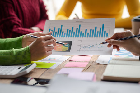 Group businessman attended a meeting with executives of startup companies, startup company sales team meetings, brainstorming and summary of company performance. Business strategy management concept.の写真素材