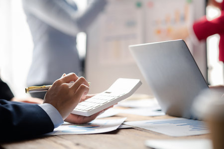 Businessman attending a meeting with company executives, startup company sales team meetings,...