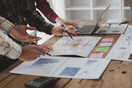 Group businessman attended a meeting with executives of startup companies, startup company sales...