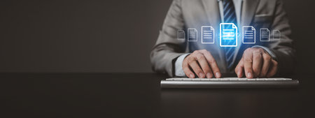 Digital document file management, document file storage on the cloud is shared in the organization...