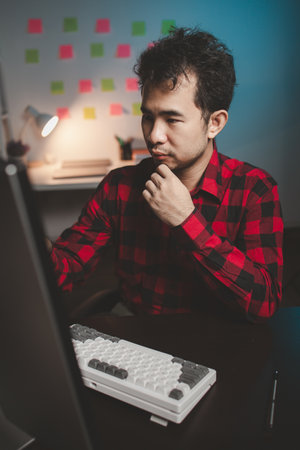 Stock investor with stock market graph screen, stock fluctuation analysis, business man trading...