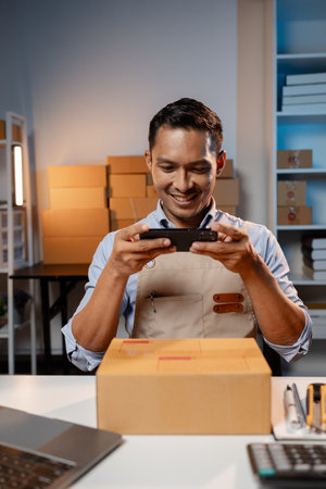 Business owners sell products on websites and online platforms, use mobile phones to take pictures...
