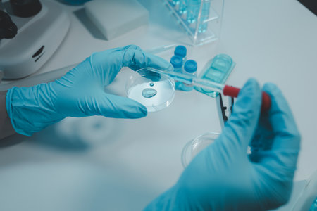 One of the laboratories where experiments are being conducted, A science experiment is being...