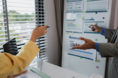 corporate business people working in busy marketing office space, businessman, businesswoman and...