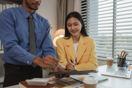 corporate business people working in busy marketing office space, businessman, businesswoman and workers at startup advertising company, business people partners meeting in the modern office.の写真素材