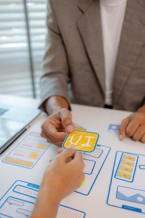 Process of creating an interface for a mobile app, user interface and experience concept, ux, ui, ux...