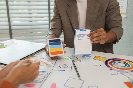 Process of creating an interface for a mobile app, user interface and experience concept, ux, ui, ux...