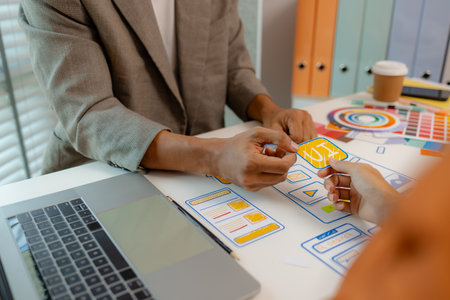 Process of creating an interface for a mobile app, user interface and experience concept, ux, ui, ux...