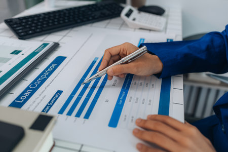 Businessman financial accounting and business cost planning, accountant reviewing company accounting documents, accounting and finance preparation, auditing concept and cost.の写真素材