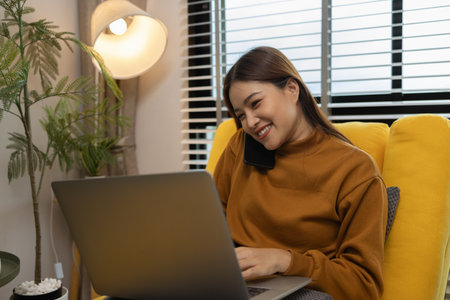happy and comfortable at home in the morning, young woman relaxing at home, girl resting in her room, enjoy life, rest, relaxation, wellbeing, lifestyle,の写真素材