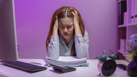 this businesswoman was sitting in her private office working and lost track of time because of the...
