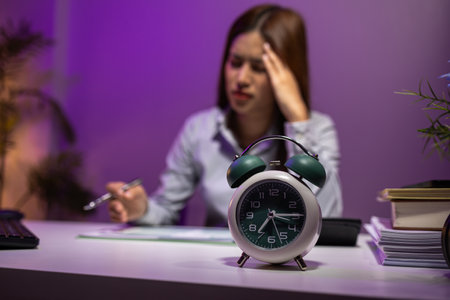 this businesswoman was sitting in her private office working and lost track of time because of the...