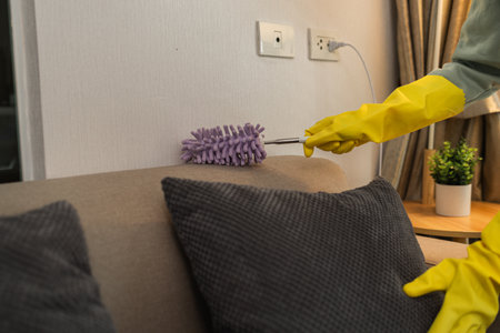 the cleaner is very attentiveの写真素材