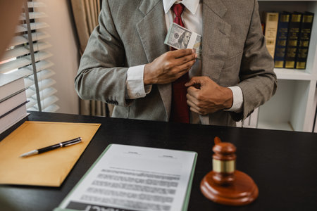 the lawyer is acting unethically and illegally because he is receiving bribes form his client's...