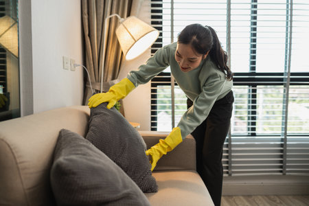 the cleaner is very attentiveの写真素材