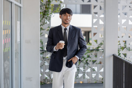 a well-dressed businessman posing in various poses, an office worker making various gestures, a dignified entrepreneur, a ceo of marketing company walking in the office, manager, bossの写真素材