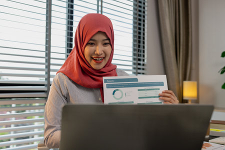 a muslim company employee works in a large financial organization, a muslim female entrepreneur is...