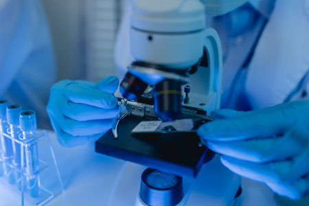 two scientists are working together to find a new antiviral drug, two chemists are using scientific...