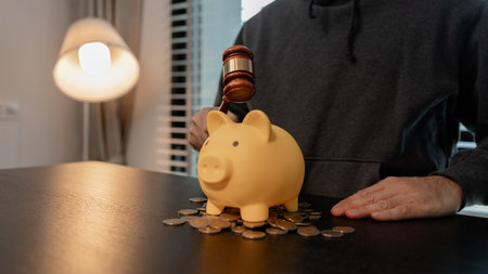 a man uses his savings to buy his dream home, this man plans his finances to buy a home, he uses his savings to buy a home as an investment, financial, money, property, paymentの写真素材