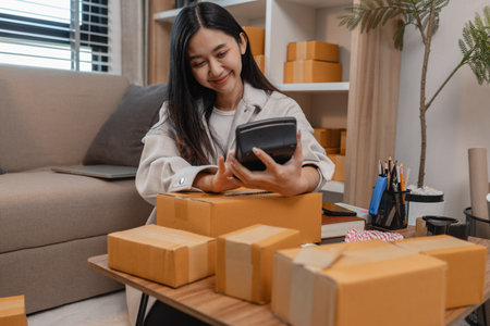 she in an entrepreneur, she sells product online, she own a small business that sell product online,...