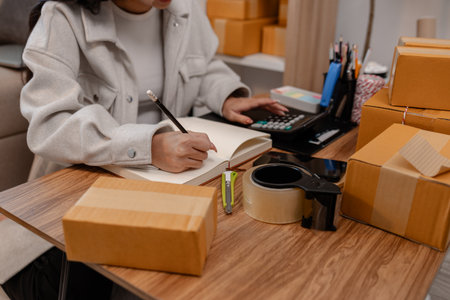 she in an entrepreneur, she sells product online, she own a small business that sell product online,...