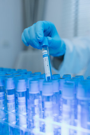 a female chemist is testing various liquid compounds in a lab, a scientist is doing research on the...