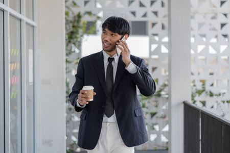 a well-dressed businessman posing in various poses, an office worker making various gestures, a dignified entrepreneur, a ceo of marketing company walking in the office, manager, bossの写真素材