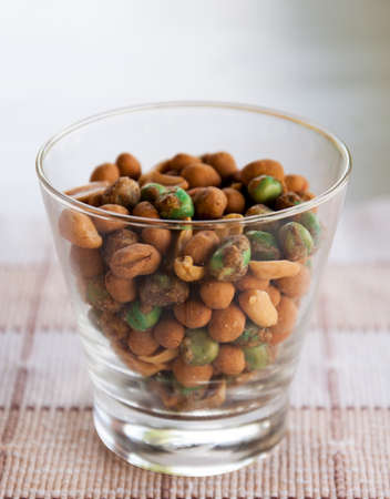 Cooked beans asian style in the glassの写真素材