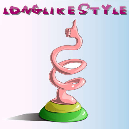 An elongated fist with a thumb up on a large multi-colored stand.のイラスト素材