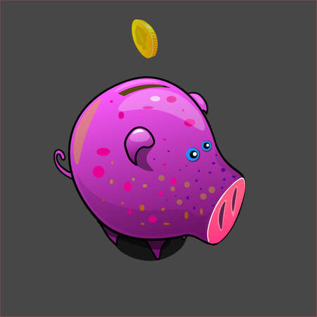 Piggy bank in the form of a fat pig with a hole for coins.のイラスト素材