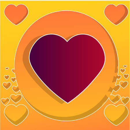 Heart in the frame, raised above the background surface and decorated with small hearts.のイラスト素材