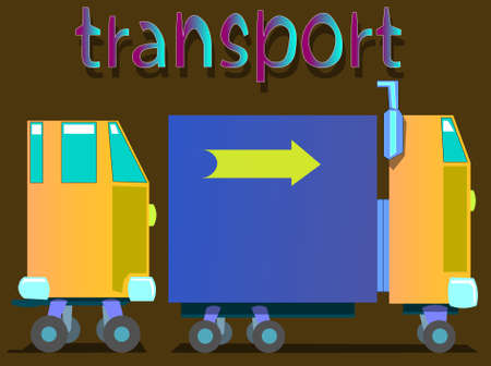 The image of vehicles of different types. The first car is a car. Also there is the word "transport".のイラスト素材