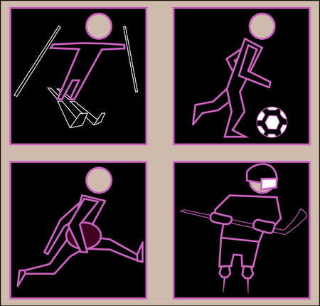 Image of several objects. Among them there are figures of people.のイラスト素材